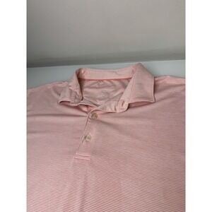 Mens Johnnie-O Pink Striped Polo Shirt Size XL UPF 50 Sun Stretch Performance